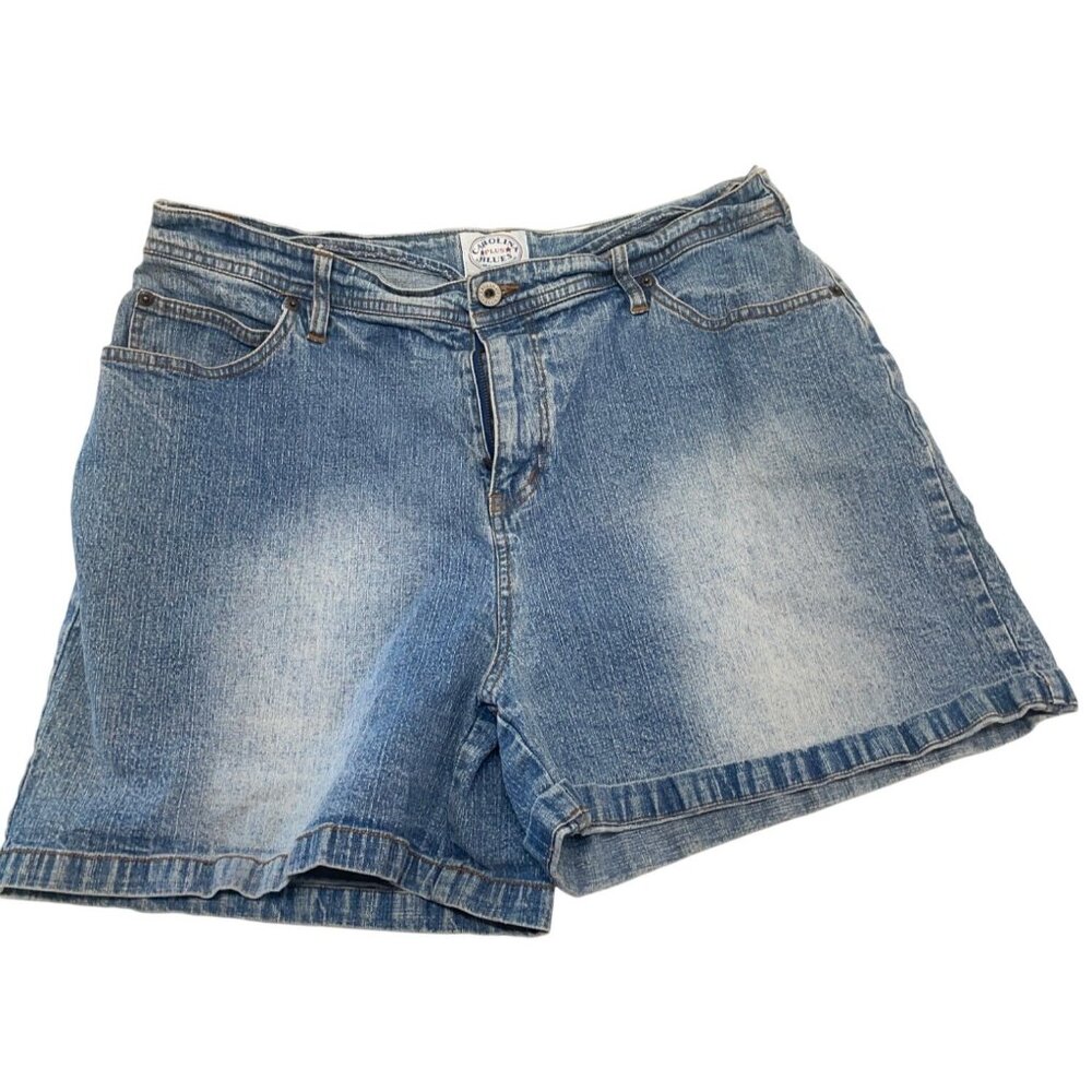 Carolina Blues Plus Size 16W Denim Shorts Cotton‎ Blend Light Blue